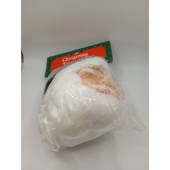 Vintage  Large Santa Head Star Hat Christmas Ornament Wire Glasses New Old Stock - Picture 4 of 6